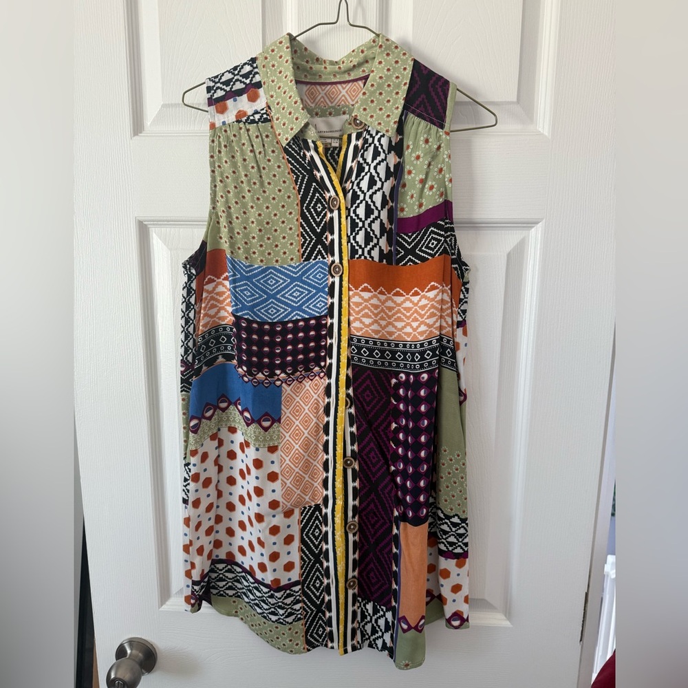 NEW✨Anthro Colorful Patchwork Sleeveless Top